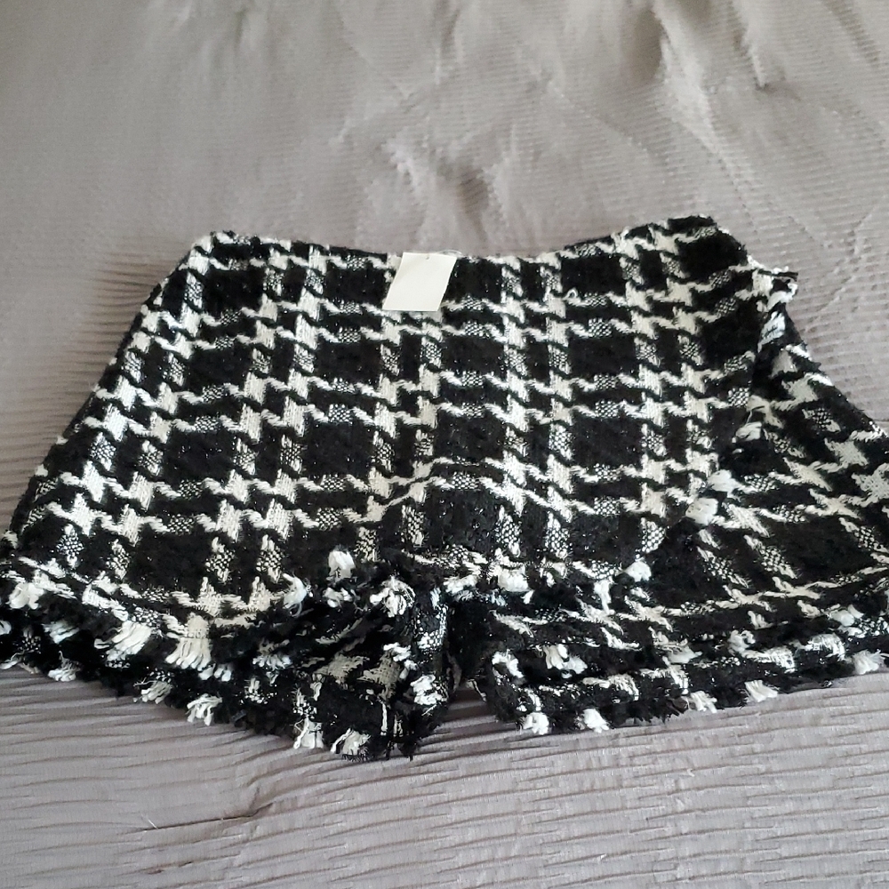 Black and White Houndstooth Shorts